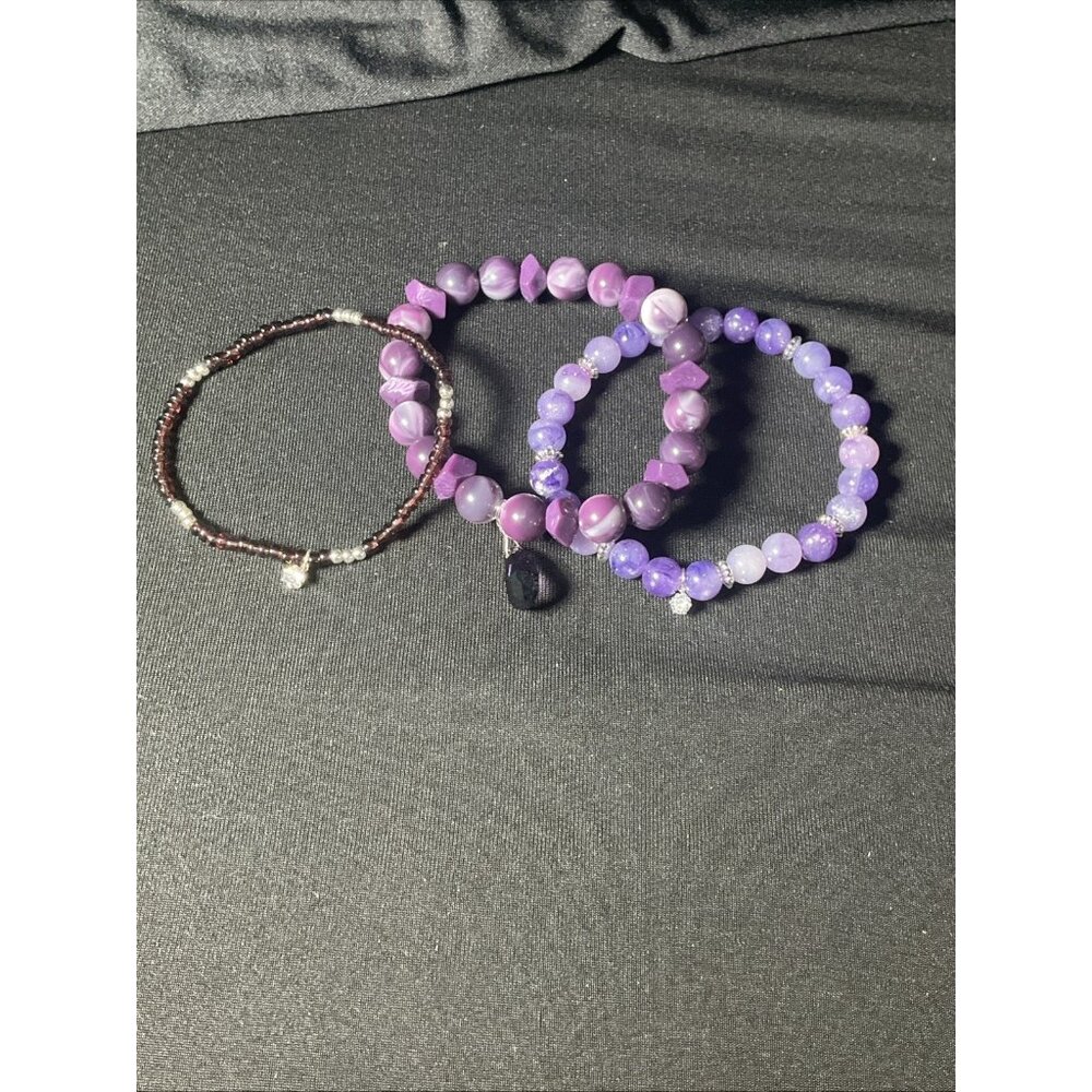 Avon Studio 1886 Amethyst Stretchy Bracelet Set (3 Bracelets)